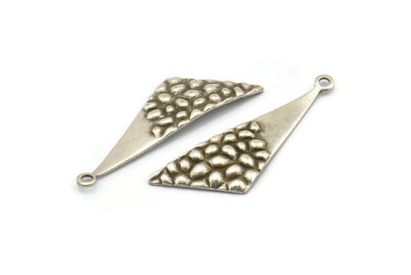 Silver Triangle Charm, 12 Antique Silver Plated Brass Triangle Charms With 1 Loop, Charms, Earrings (32x10x0.60mm) D1126