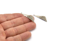 Silver Triangle Charm, 12 Antique Silver Plated Brass Triangle Charms With 1 Loop, Charms, Earrings (32x10x0.60mm) D1126