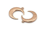 Rose Gold Moon Charm, 1 Rose Gold Plated Textured Horn Charms, Pendant, Jewelry Finding (27x8x3.50mm) N0203