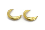 Brass Ethnic Pendant, Raw Brass Crescent Pendants With 2 Loops, Earring Findings (37x32mm) N0860