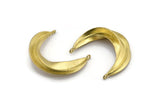 Brass Ethnic Pendant, Raw Brass Crescent Pendants With 2 Loops, Earring Findings (37x32mm) N0860