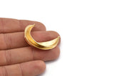 Gold Ethnic Pendant, Gold Plated Brass Crescent Pendants With 2 Loops, Earring Findings (37x32mm) N0860