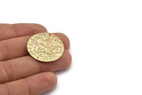 Gold Disc Charm, 2 Hammered Gold Plated Brass Round Charms With 1 Hole, Earrings, Findings (30x0.70mm) D974 Q0873