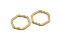 Brass Hexagon Connector, 12 Raw Brass Hexagon Connector Rings (22x2x2mm) D0135