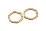Brass Hexagon Connector, 12 Raw Brass Hexagon Connector Rings (22x2x2mm) D0135