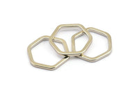 Silver Hexagon Connector Ring, 6 Silver Tone Hexagon Connector Rings (22x2x2mm) D0135