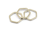 Silver Hexagon Connector Ring, 6 Silver Tone Hexagon Connector Rings (22x2x2mm) D0135