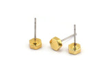 Gold Hexagon Earring, 6 Gold Plated Brass Hexagon Stud Earrings (5x2mm) D0127 A1315
