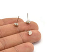 Silver Hexagon Earring, 8 Silver Tone Brass Hexagon Stud Earrings (5x2mm) D0127 A1315
