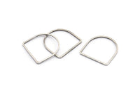 D Shape Rings, 24 Antique Silver Plated Brass D Shape Connectors, Rings  (19x19x1mm) BS 2329 H1177