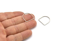 D Shape Rings, 24 Antique Silver Plated Brass D Shape Connectors, Rings  (19x19x1mm) BS 2329 H1177
