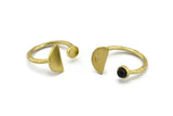 Brass Ring Settings, Raw Brass Moon And Planet Ring With 1 Stone Setting - Pad Size 4mm N1064
