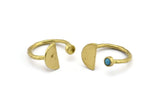 Brass Ring Settings, Raw Brass Moon And Planet Ring With 1 Stone Setting - Pad Size 3mm N1065