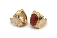 Gold Lord Rings, 1 Gold Plated Lord Ring Setting with Pad Size 21x15mm - Royal Series U052