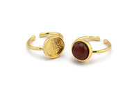 Gold Ring Settings, Gold Plated Brass Round Ring With 1 Stone Setting - Pad Size 10mm N1767