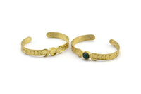 Brass Moon Cuff,  Raw Brass Moon Phases Cuff Stone Setting With 1 Pad -  Pad Size 8mm N1674