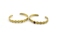 Brass Moon Cuff,  Raw Brass Moon Phases Cuff Stone Setting With 1 Pad -  Pad Size 6mm N1682