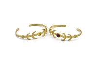 Brass Moon Cuff, Raw Brass Moon Phases Bracelet Stone Setting With 1 Pad - Pad Size 6mm N1775