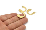 Brass Geometric Charm, 24 Raw Brass Textured U Shaped Pendants With 3 Holes, Charms, Findings (20x24x0.60mm) D908