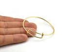 Gold Charm Bracelet, 1 Gold Plated Brass Charm Bangle, Charm Bracelets (59x9x1.6mm) V056 Q0369