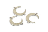 Gümüş Ay Takıları, 1 Delik ve 2 Halkalı 12 Gümüş Tonlu Hilal Ay Takısı, Kolye Uçları, Küpeler (22x16,5x4,5x1 mm) BS 2090 H0594