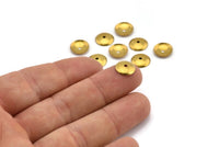 Round Bead Caps, 500 Raw Brass Bead Caps with Middle Hole (10mm) Brs 99 A0229