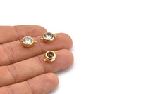 Zircon Bead Connector, 2 CZ Gold Plated Zircon Beads with 2 Loops (14x9.5mm) BS 1736 Q0259