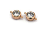 Zircon Bead Connector, 2 CZ Rose Gold Plated Zircon Beads with 2 Loops (14x9.5mm) BS 1736 Q0259