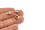 Zircon Bead Connector, 2 CZ Rose Gold Plated Zircon Beads with 2 Loops (14x9.5mm) BS 1736 Q0259