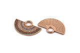 Yarım Daire Kolye, 1 Gül Altın Kaplama Zirkon Taşlı Yarım Daire Kolye, 1 Halka, Mücevher Parçaları (28x18x1,8 mm) Q0381