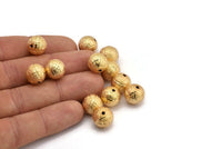 Gold Ball Bead, 6 Gold Plated Brass Spacer Beads, Findings (12mm) D968 Q0925