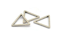 Silver Triangle Charm - 12 Antique Silver Plated Triangle Charms (27x2mm) D0014 H0385