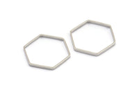 Silver Hexagon Charm, 12 Nickel Free Plated Silver Tone Hexagon Ring Charms (25x0.8x2mm) BS 1189 H0547