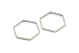 Silver Hexagon Charm, 12 Nickel Free Plated Silver Tone Hexagon Ring Charms (25x0.8x2mm) BS 1189 H0547