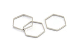 Silver Hexagon Charm, 12 Nickel Free Plated Silver Tone Hexagon Ring Charms (25x0.8x2mm) BS 1189 H0547
