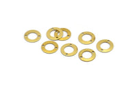 Brass Circle Connector, 100 Raw Brass Circles With 2 Holes And Middle Hole Connectors (10mm) A0538
