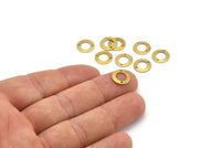 Brass Circle Connector, 100 Raw Brass Circles With 2 Holes And Middle Hole Connectors (10mm) A0538