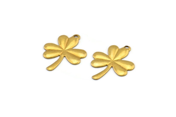Maple Leaf Blank, 24 Raw Brass Clover Blanks With 1 Loop (17x14x0.6mm)  A0796