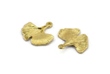 Gingko Leaf Pendant, Raw Brass Leaf Charms (20x21mm) N0394