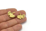 Gingko Leaf Pendant, Raw Brass Leaf Charms (20x21mm) N0394