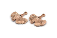 Gingko Leaf Pendant, 2 Rose Gold Plated Brass Leaf Charms (20x21mm) N0394 Q0077
