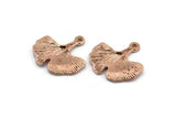 Gingko Leaf Pendant, 2 Rose Gold Plated Brass Leaf Charms (20x21mm) N0394 Q0077