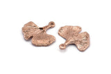 Gingko Leaf Pendant, 2 Rose Gold Plated Brass Leaf Charms (20x21mm) N0394 Q0077