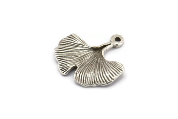 Gingko Yaprağı Kolye, 5 Antik Gümüş Kaplama Pirinç Yaprak Tılsımı (20x21mm) N0394