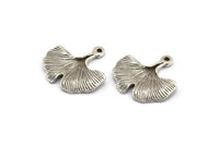 Gingko Yaprağı Kolye, 5 Antik Gümüş Kaplama Pirinç Yaprak Tılsımı (20x21mm) N0394