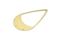 Brass Drop Connector, 8 Raw Brass Textured Drop Connectors With 3 Holes, Findings (59x35x0.60mm) D0719