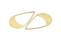 Brass Drop Connector, 8 Raw Brass Textured Drop Connectors With 3 Holes, Findings (59x35x0.60mm) D0719
