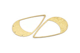 Brass Drop Connector, 8 Raw Brass Textured Drop Connectors With 3 Holes, Findings (59x35x0.60mm) D0719