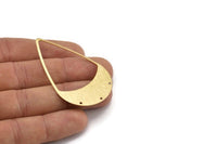 Brass Drop Connector, 8 Raw Brass Textured Drop Connectors With 3 Holes, Findings (59x35x0.60mm) D0719