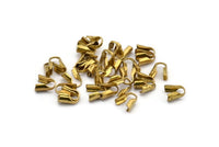4mm Snake Chain End, 50 4mm Raw Brass Snake Chain Parts Cap 8   L021